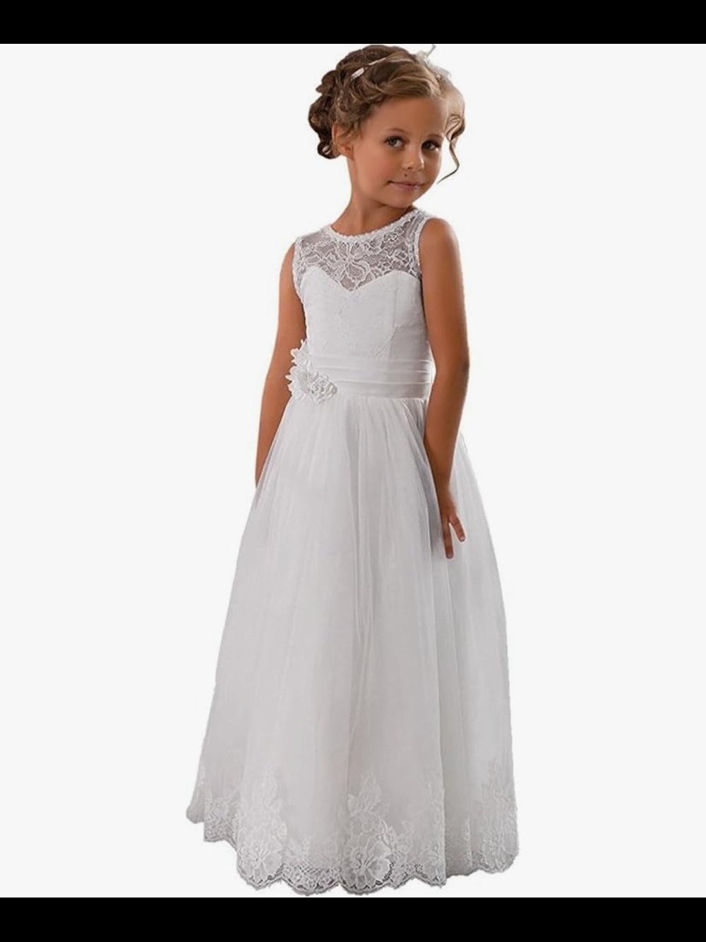 Girls Lace Bodice Tulle  Dress